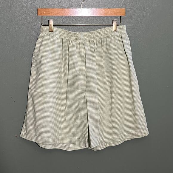 Vintage Quacker Factory Sage Green Gingham Check Shorts Large - Picture 2 of 6